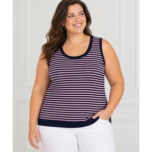 Talbots Plus 2X Pink Navy Blue Striped Sleeveless Knit Sweater Tank Top #26